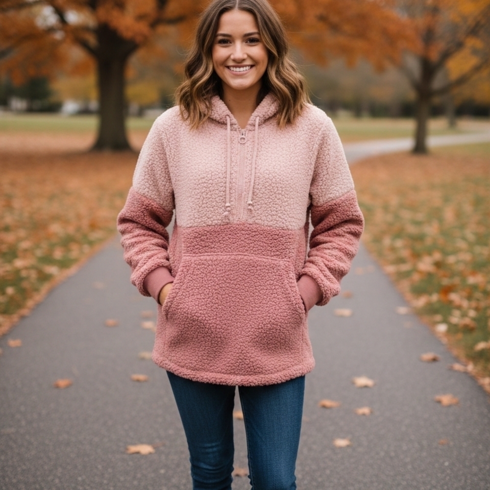 PINK Victoria's Secret Pink and Cream Sherpa Jacket